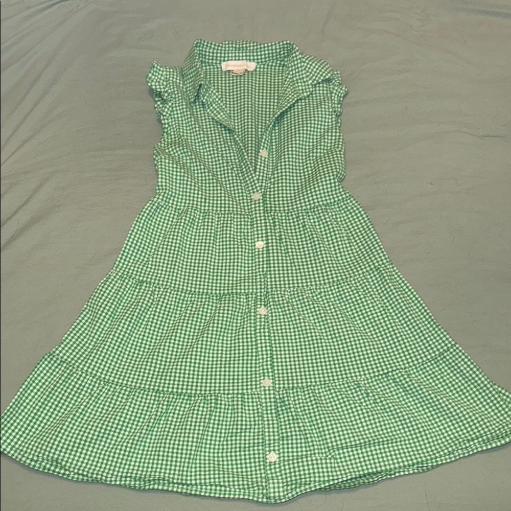 Green Gingham Sleeveless Dress